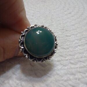 Beautiful GREEN BOTSWANA AGATE Handmade Sterling 925 Ring Size 7 #989C